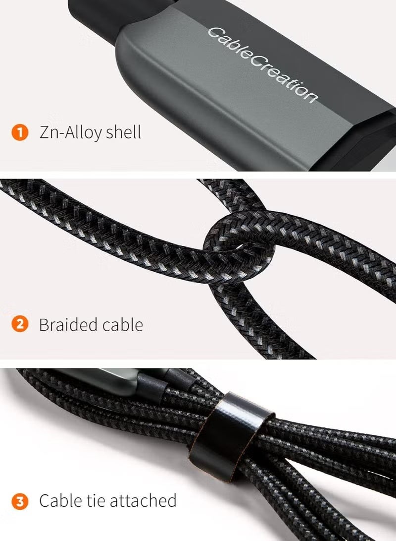 كابل كرييشن كابل USB C إلى USB C بطول 3.3 قدم، PD 100 وات مع شاشة LED، كابل USB C مضفر، شحن سريع في الوقت الفعلي لأجهزة iPad Air وPro وMacBook Pro وGalaxy S23/S22/S21 وPixel Steam Deck وPS5، بطول 1 متر، أسود - Image 3