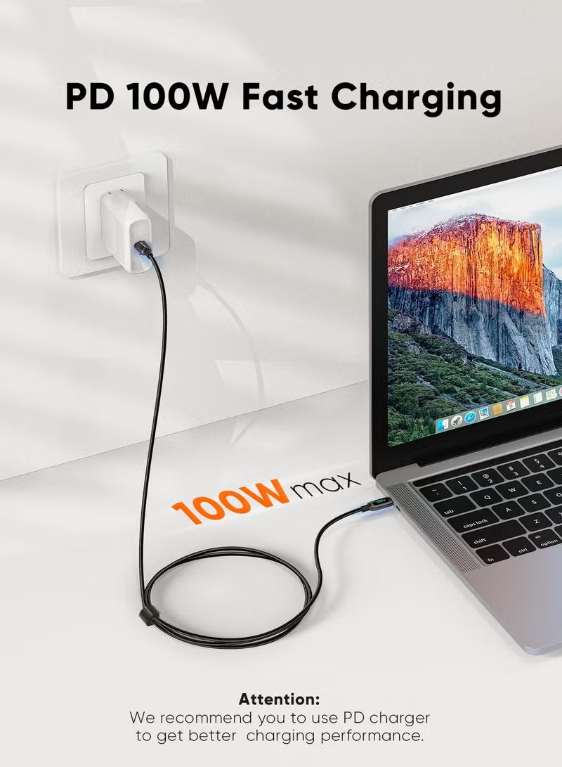كابل كرييشن كابل USB C إلى USB C بطول 3.3 قدم، PD 100 وات مع شاشة LED، كابل USB C مضفر، شحن سريع في الوقت الفعلي لأجهزة iPad Air وPro وMacBook Pro وGalaxy S23/S22/S21 وPixel Steam Deck وPS5، بطول 1 متر، أسود - Image 4