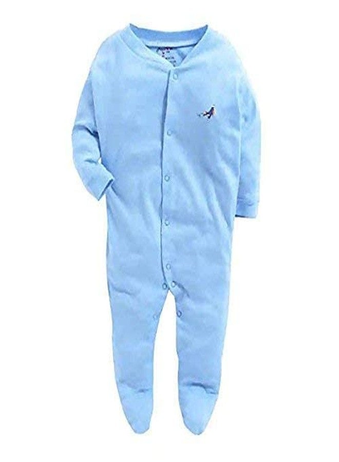 TiniBerry New Born Baby Multi-Color Long Sleeve Cotton Sleep Suit Romper for Boys and Girls Set of 3 (3-6 Months, Blue) - Image 2