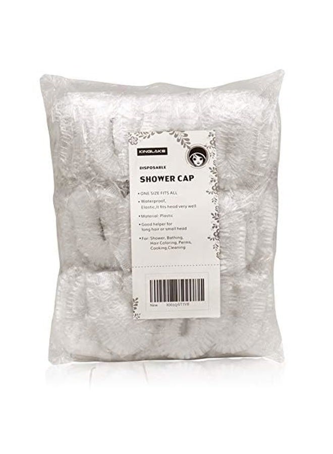 KINGLAKE Disposable Shower Cap,100 Pcs Plastic Shower Caps Large Thick Elastic Bath Cap For Women Spa,Home Use,Hotel and Hair Salon - Image 5