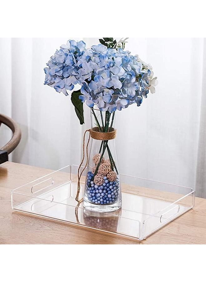 SMARTPOINTS Acrylic Serving Tray with Handles Set of 2 — Clear Decorative Tray for Coffee Table, Ottoman, Vanity, Tea & Storage | 15.2" x 11" Rectangular - Image 5