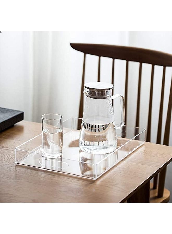 SMARTPOINTS Acrylic Serving Tray with Handles Set of 2 — Clear Decorative Tray for Coffee Table, Ottoman, Vanity, Tea & Storage | 15.2" x 11" Rectangular - Image 4