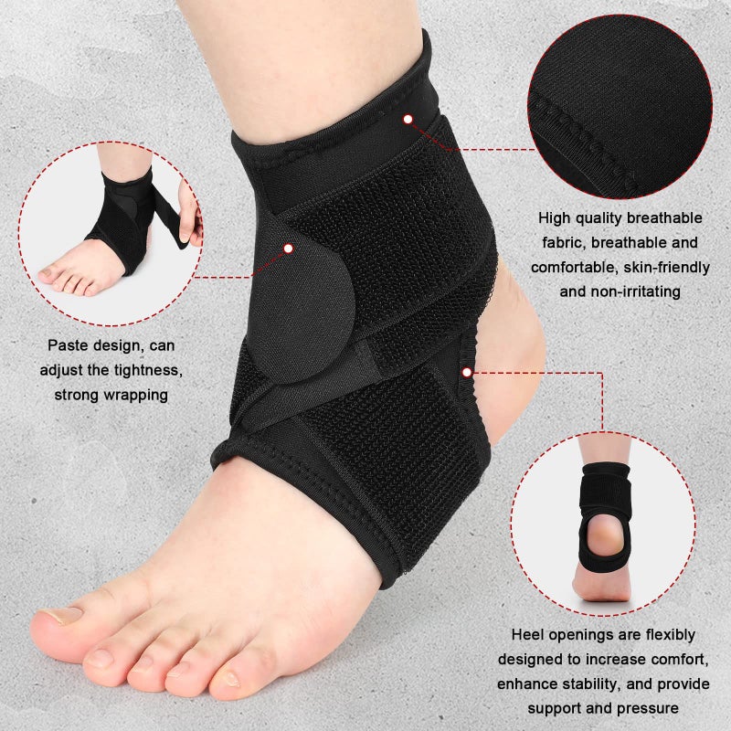 Honoson 2 Pcs Ankle Brace Kids Ankle Support for Sport Sprained Neoprene Breathable Compression Sleeve with Adjustable Wrap for Youth Child Boy Girl Plantar Fasciitis Achilles Tendonitis(Black,S) - Image 4