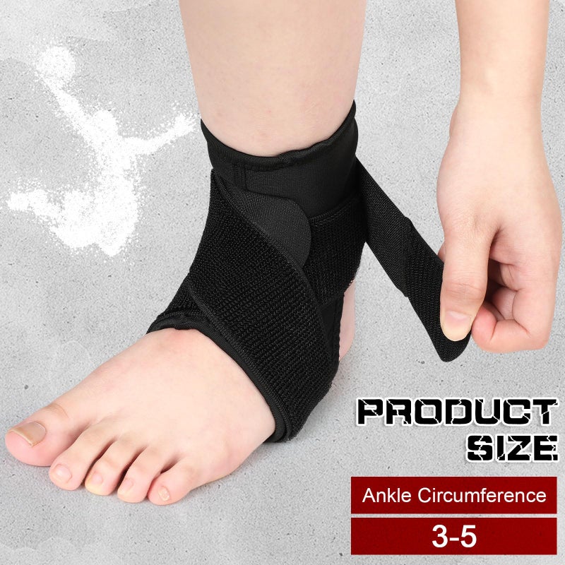 Honoson 2 Pcs Ankle Brace Kids Ankle Support for Sport Sprained Neoprene Breathable Compression Sleeve with Adjustable Wrap for Youth Child Boy Girl Plantar Fasciitis Achilles Tendonitis(Black,S) - Image 2