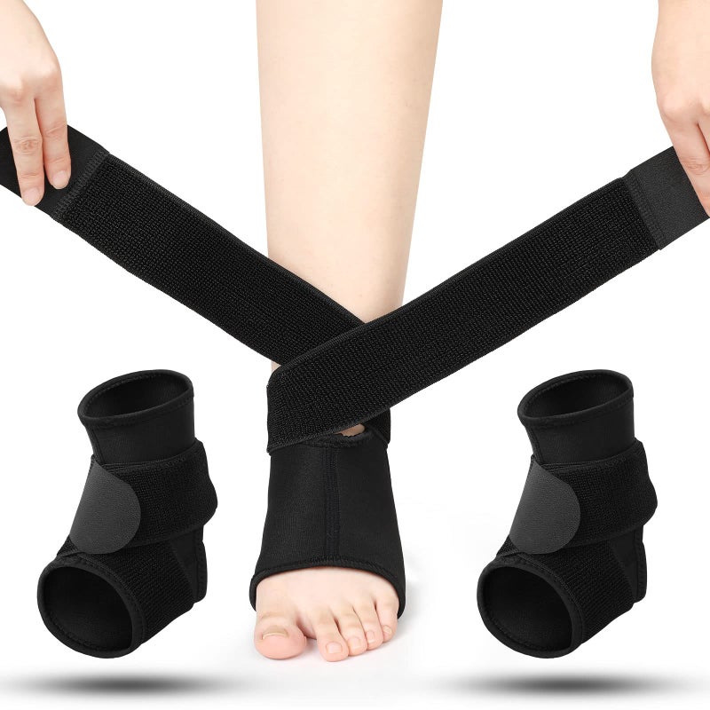 Honoson 2 Pcs Ankle Brace Kids Ankle Support for Sport Sprained Neoprene Breathable Compression Sleeve with Adjustable Wrap for Youth Child Boy Girl Plantar Fasciitis Achilles Tendonitis(Black,S) - Image 1