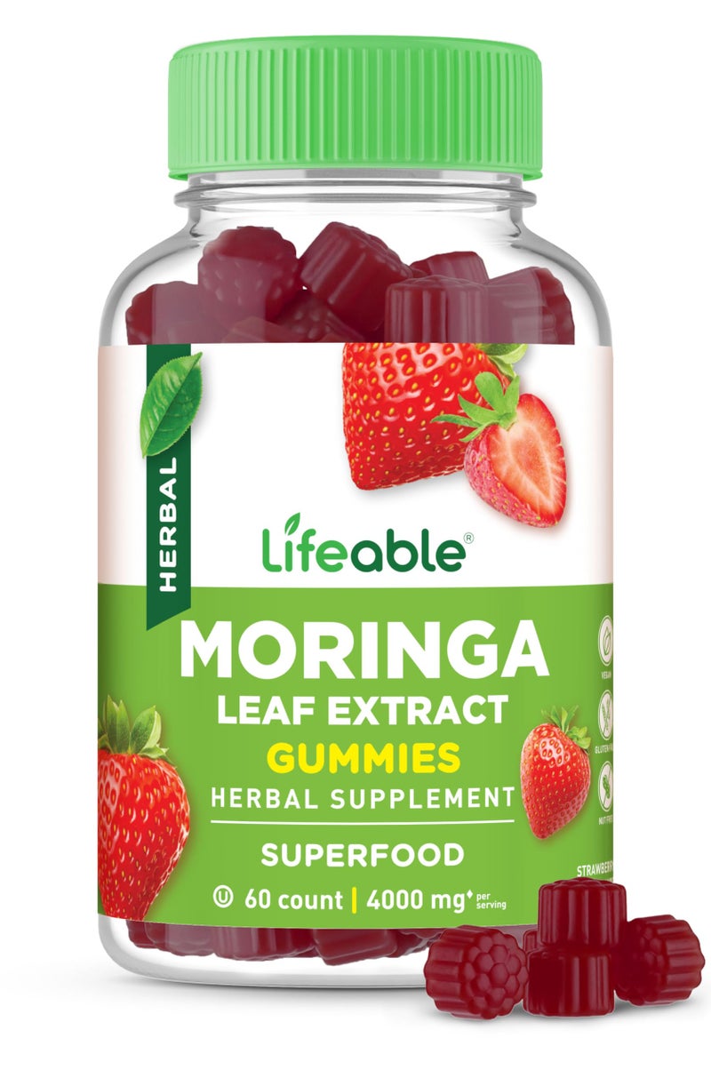 Lifeable Moringa Gummies for Adults 4000mg Moringa Extract Great Tasting Moringa Supplement Antioxidant Superfood for Men Women 60 Gummies