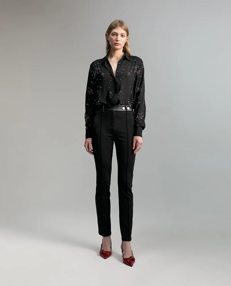 Lola Casademunt Faux leather detail trousers