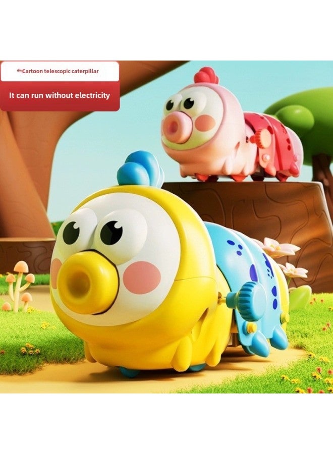 Children's Caterpillar Coil Toy Baby Fun Simulation Baby Chain Small Animals Early Education Crawling Move And Run-Color:[lemon Yellow] Telescopic Caterpillar  - Image 2