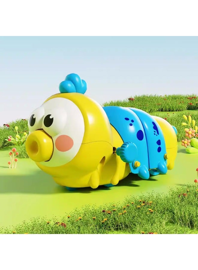 Children's Caterpillar Coil Toy Baby Fun Simulation Baby Chain Small Animals Early Education Crawling Move And Run-Color:[lemon Yellow] Telescopic Caterpillar  - Image 1