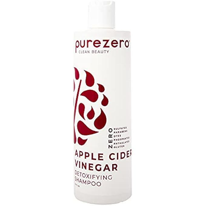 Purezero APPLE CIDER VINEGAR DETOXIFYING SHAMPOO, 12 FZ - DETOX SCALP & HAIR - PH BALANCED -INCREASE HYDRATION - ZERO SULFATES, PARABENS, DYES - 100% VEGAN & CRUELTY FREE - Image 1