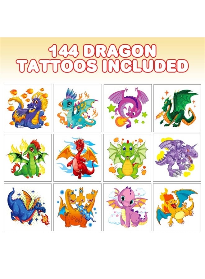 ArtCreativity Dragon Temporary Tattoos for Kids - Bulk Pack of 144 Tattoos in Assorted Designs, Non-Toxic 2 Inch Tats, Birthday Party Favors, Goodie Bag Fillers, Non-Candy Halloween Treats - Image 2
