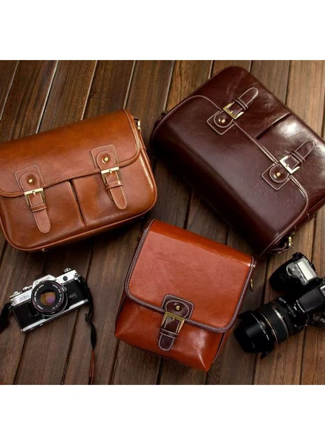 Generic Digital SLR Camera Bag Anti-collision Photography Shoulder Crossbody Bag Fuji Soli Lycra Storage Women's Hair-Colour:Brown Small Size  - Image 2