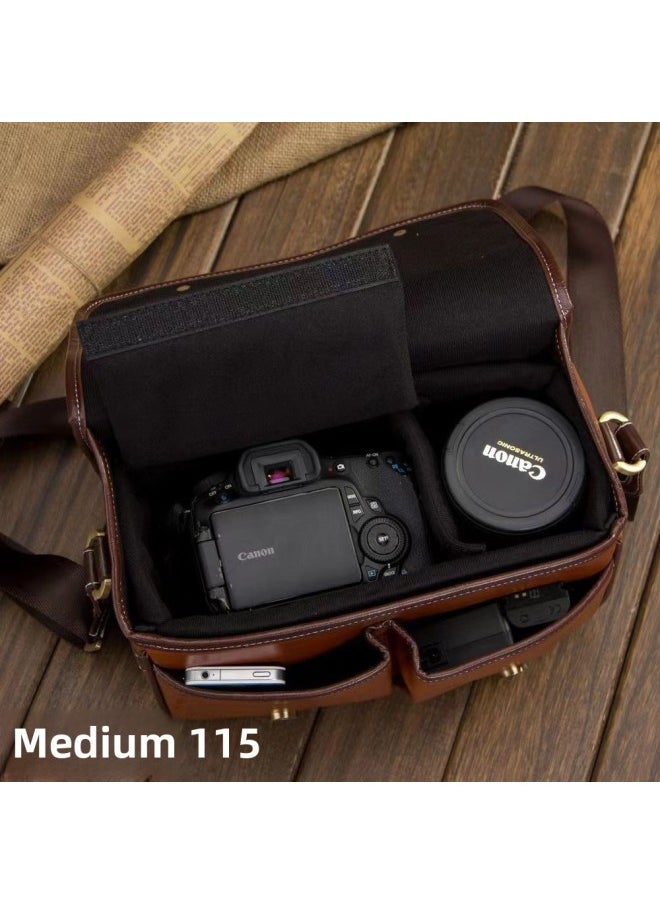 Generic Digital SLR Camera Bag Anti-collision Photography Shoulder Crossbody Bag Fuji Soli Lycra Storage Women's Hair-Colour:Brown Small Size  - Image 3