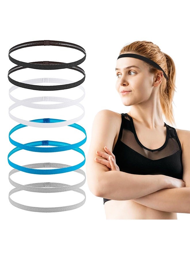 Generic 8 Pcs Elastic Sports Headbands, Non-Slip Thin Headband Sweat-Wicking Hair Bands for Running Yoga Workout Soccer Women Men  - Image 1