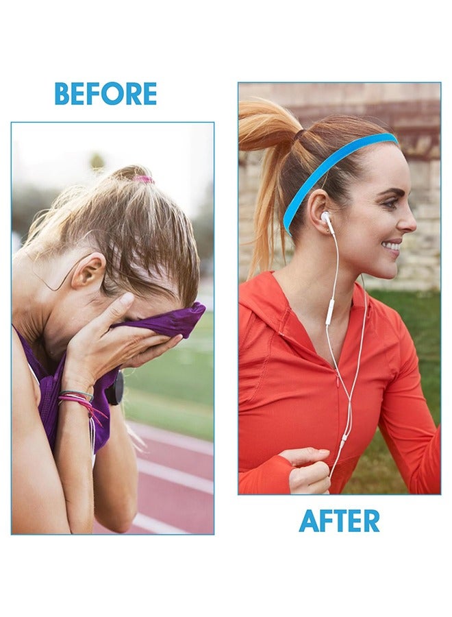 Generic 8 Pcs Elastic Sports Headbands, Non-Slip Thin Headband Sweat-Wicking Hair Bands for Running Yoga Workout Soccer Women Men  - Image 3