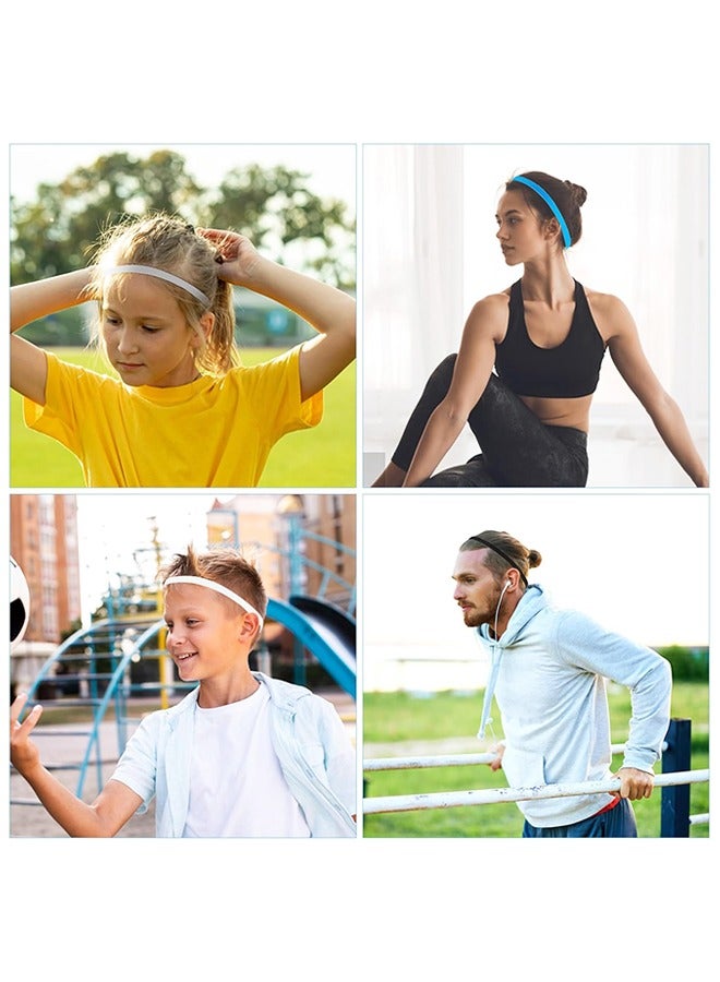Generic 8 Pcs Elastic Sports Headbands, Non-Slip Thin Headband Sweat-Wicking Hair Bands for Running Yoga Workout Soccer Women Men  - Image 5