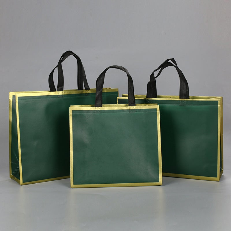 Film coated non-woven bag shoes packaging tote bag childrens clothing clothing store tote bag environmental protection bag custom logo Dark green Phnom Penh 