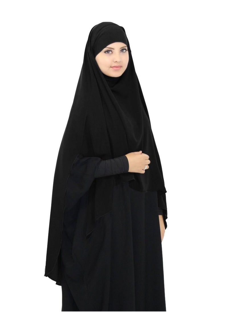 Loquat عباية بأكمام طويلة مع حجاب أسود  - Image 1