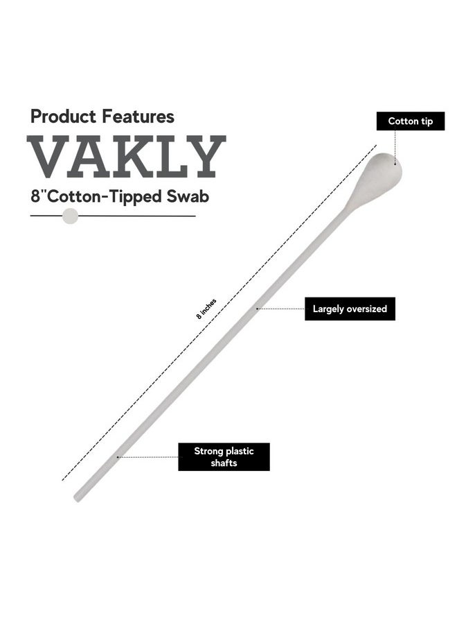 Vakly Large Oversized Swabs [Pack of 100] Extra-long 8" Cotton Tipped Applicators with Extra Large 1/2" Diameter Swab - Non-sterile - Long Plastic Shaft  - Image 2