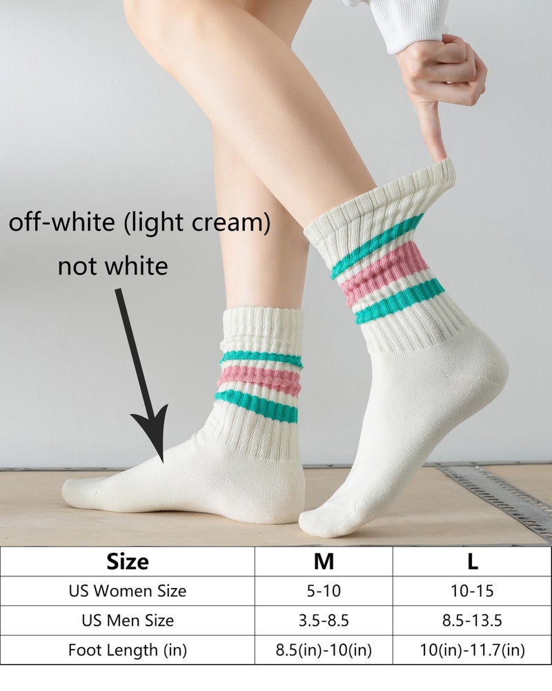DarkCom Striped Crew Socks Seamless, or Solid Cotton Tube Socks, Casual Comfort 5 Pairs for Women and Men - Image 4