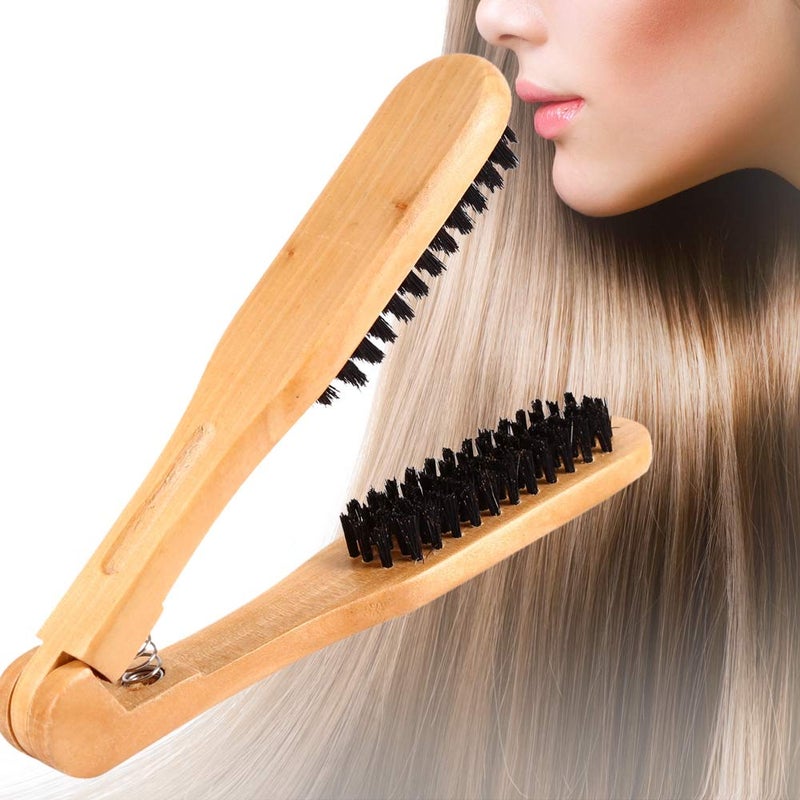 Professional Hairdressing Comb Double Brushes Wooden Antistatic Hair Straightener Tool