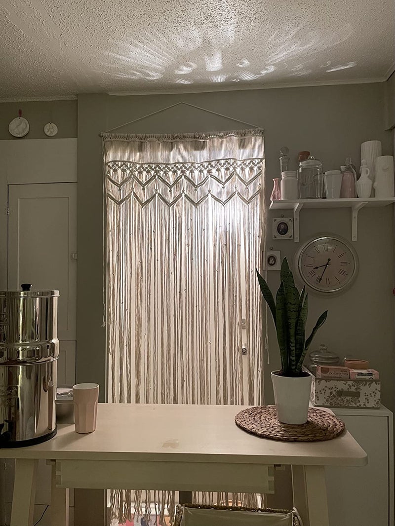 Hysunland Macrame Closet Door Curtain - Handmade Cotton Rope Boho Curtain for Bedroom, Closet, Room Divider, Light Filtering for Cafe, Kitchen, Living Room (37.5" x 82.6",Ivory) - Image 4