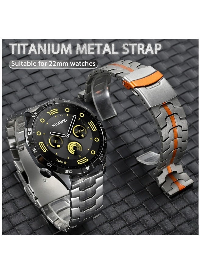NIBEMINENT Universal 22mm Titanium Band for HUAWEI Watch GT 5 4 3 Pro/Watch 4 3 Pro, Luxury Titanium Metal Replacement Watch Strap for Men and Women, Black  - Image 4