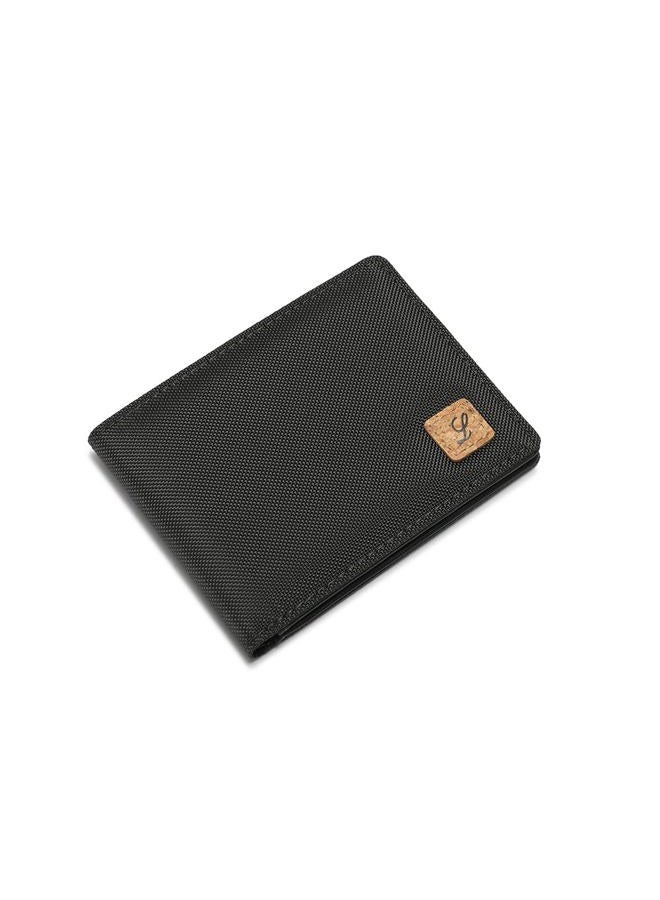 Lanyani Minimalist Fabric Wallet Bifold RFID Blocking, black, small, Simple - Image 5