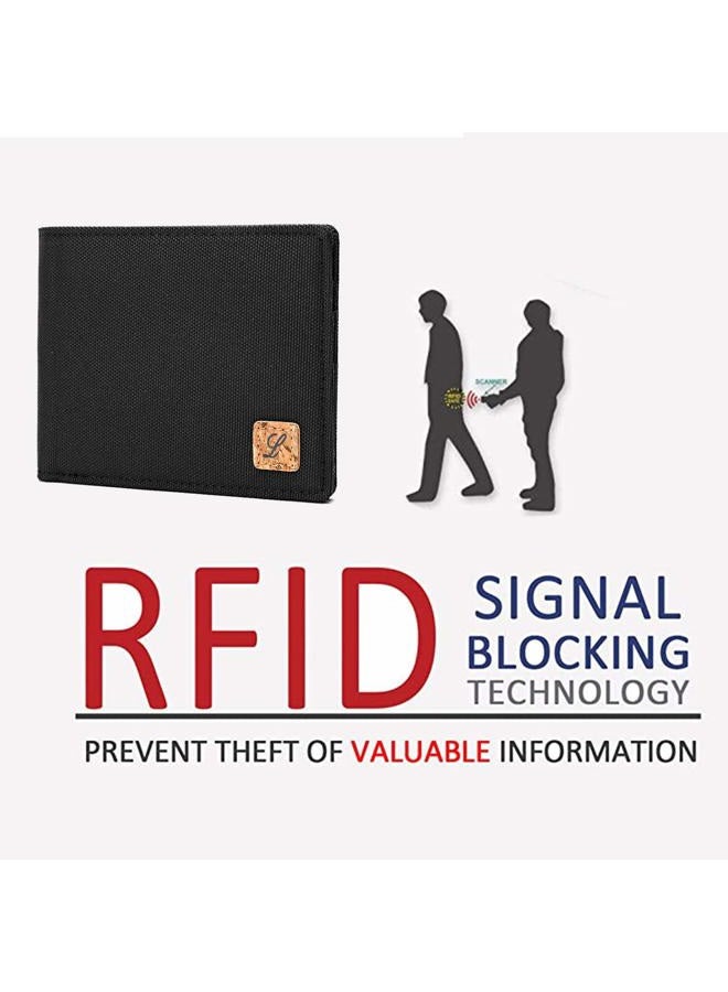 Lanyani Minimalist Fabric Wallet Bifold RFID Blocking, black, small, Simple - Image 4