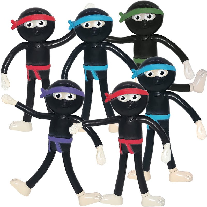 ArtCreativity Bendable Ninja Figures Set of 12 Bendable Ninja Toys for Kids Stress Relief Fidget Toys Party Favors Ages 3 - Image 3