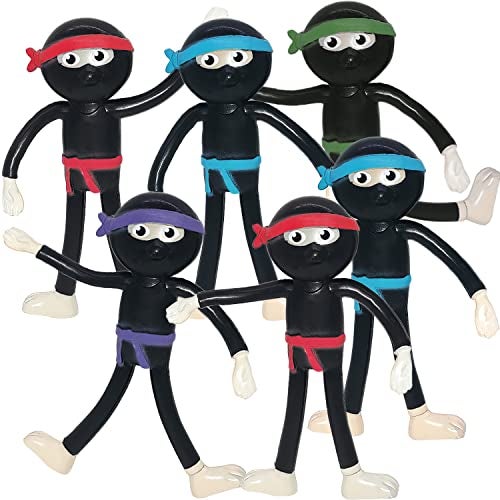ArtCreativity Bendable Ninja Figures Set of 12 Bendable Ninja Toys for Kids Stress Relief Fidget Toys Party Favors Ages 3 - Image 1