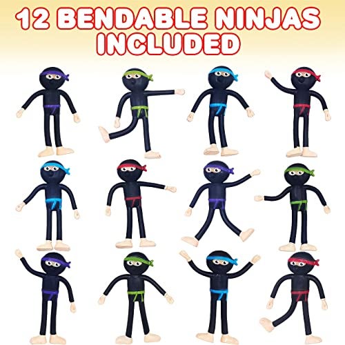 ArtCreativity Bendable Ninja Figures Set of 12 Bendable Ninja Toys for Kids Stress Relief Fidget Toys Party Favors Ages 3 - Image 5