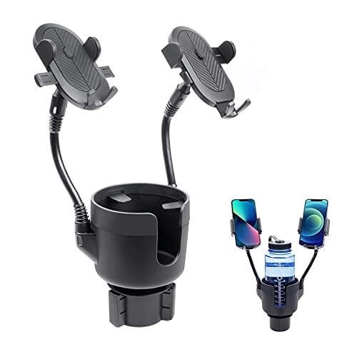JINKEY Dual Cup Holder Phone Mount for Car，2-in-1 Adjustable Gooseneck Cradle with 360° Rotation Heavy Duty Universal Automobile Stand for Most 4"-6.7" i-Phone Mobile-Phone Holder - Image 1