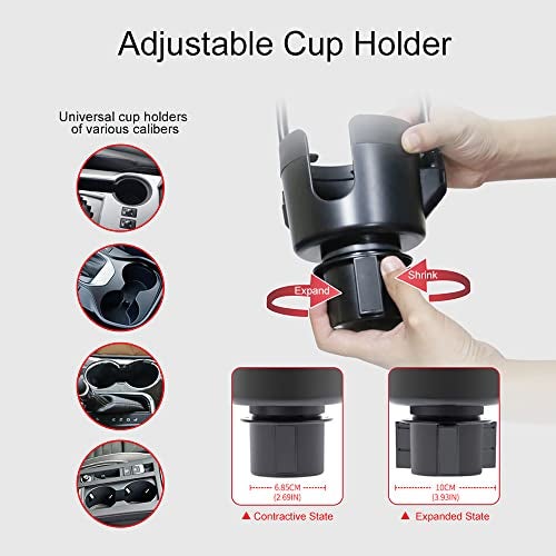 JINKEY Dual Cup Holder Phone Mount for Car，2-in-1 Adjustable Gooseneck Cradle with 360° Rotation Heavy Duty Universal Automobile Stand for Most 4"-6.7" i-Phone Mobile-Phone Holder - Image 5