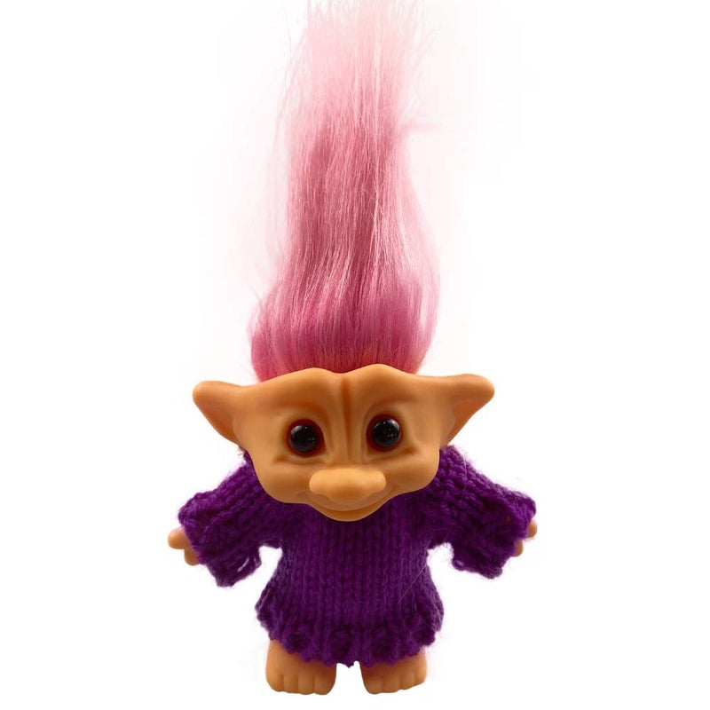 Yintlilocn Retro Troll DollsCute Vintage Troll Dolls Chromatic Adorable for Collections School Project Arts and Crafts Party Favors with Wool Clothes Purple - Image 3