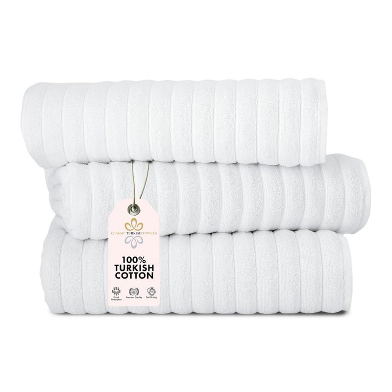 Classic Turkish Towels Classic Turkish Towels CTT  Luxury 3 Piece Jumbo Bath Sheets 100 Turkish Cotton Absorbent  Ultra Comfy Bath Towel Sheets for Hotels  Spa  40x65 White 