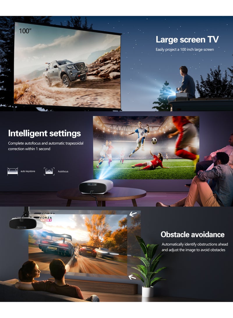 Toumei Q7 Ultra HD 4K Home Projector - 5-inch LCD Screen - 1080P Full HD - 1300LUS - Auto Keystone Correction, Auto Focus, Auto Obstacle Avoidance, Auto Screen Adaptation - Smart Projector with Wi-Fi and Bluetooth  - Image 5
