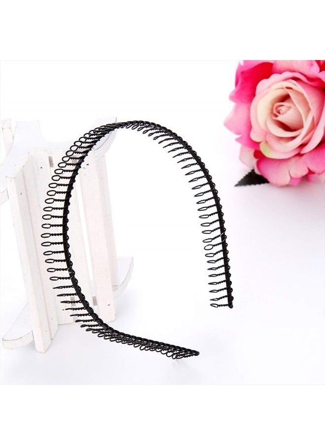 mollensiuer - 6Pcs Unisex Black Metal Hairband Teeth Comb Headband Hair Hoop Headwear Accessory for Women Men - Image 1