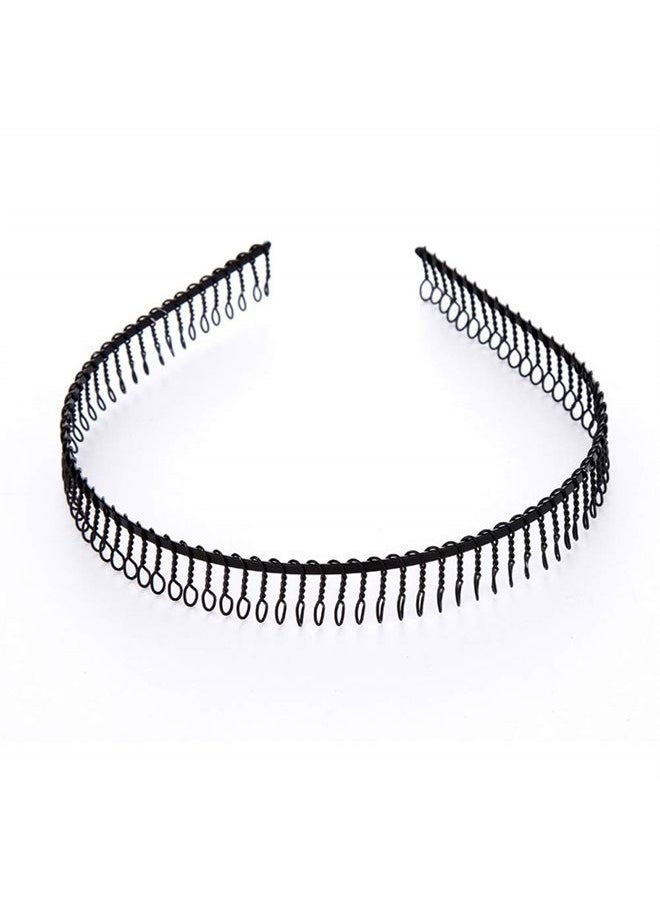 mollensiuer - 6Pcs Unisex Black Metal Hairband Teeth Comb Headband Hair Hoop Headwear Accessory for Women Men - Image 1
