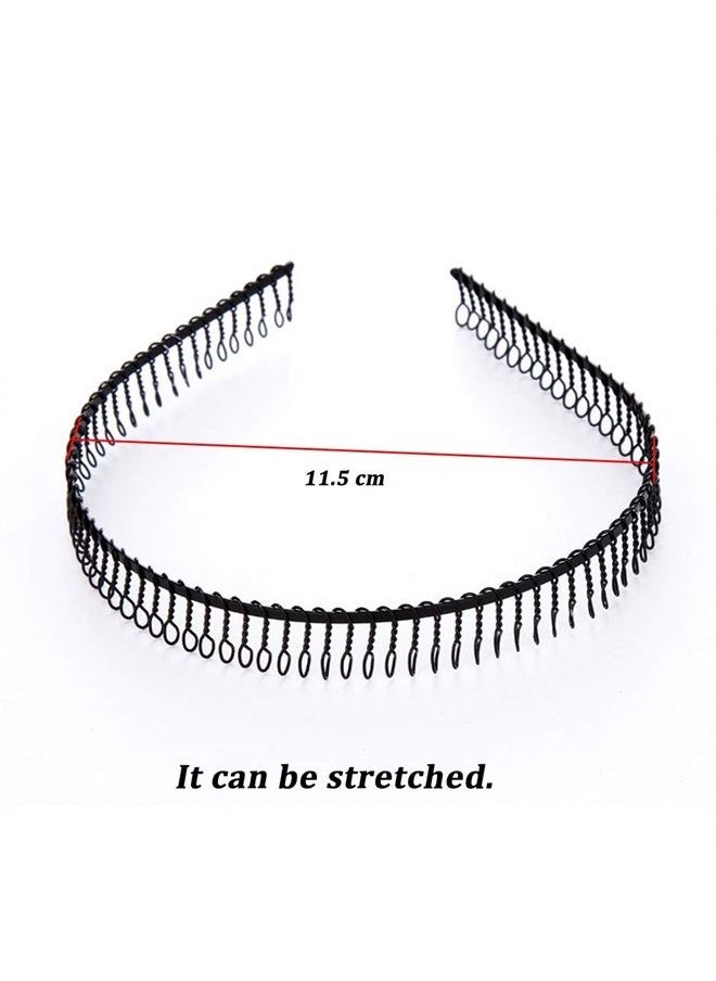 mollensiuer - 6Pcs Unisex Black Metal Hairband Teeth Comb Headband Hair Hoop Headwear Accessory for Women Men - Image 1