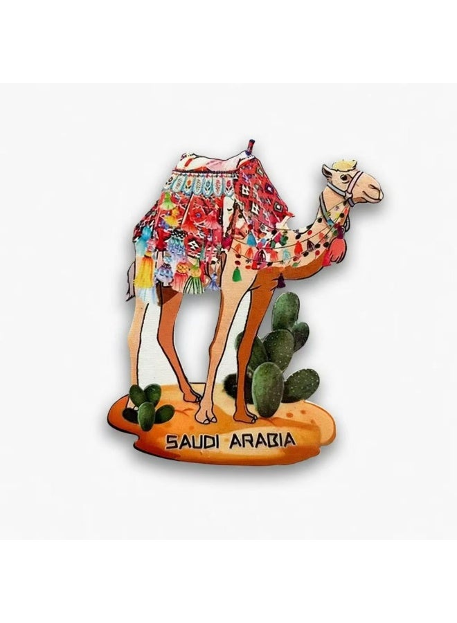 3D Saudi Arabia Camel Fridge Magnet - Traditional Decorative Souvenir Resin Magnet - Image 1