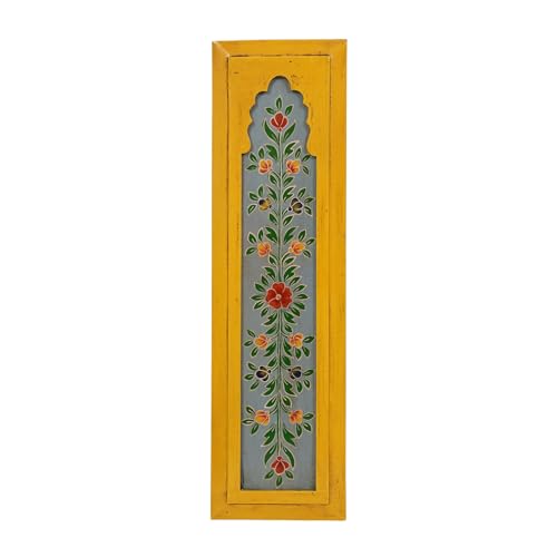 CRAFT TREE MDF Wall Hanging Jharokha Frame | Hand-Carved Decorative Window Frame | Vintage Home & Office Décor | (Yellow) - Image 2