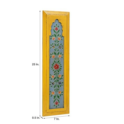 CRAFT TREE MDF Wall Hanging Jharokha Frame | Hand-Carved Decorative Window Frame | Vintage Home & Office Décor | (Yellow) - Image 5