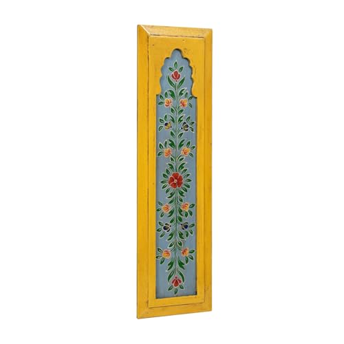 CRAFT TREE MDF Wall Hanging Jharokha Frame | Hand-Carved Decorative Window Frame | Vintage Home & Office Décor | (Yellow) - Image 3