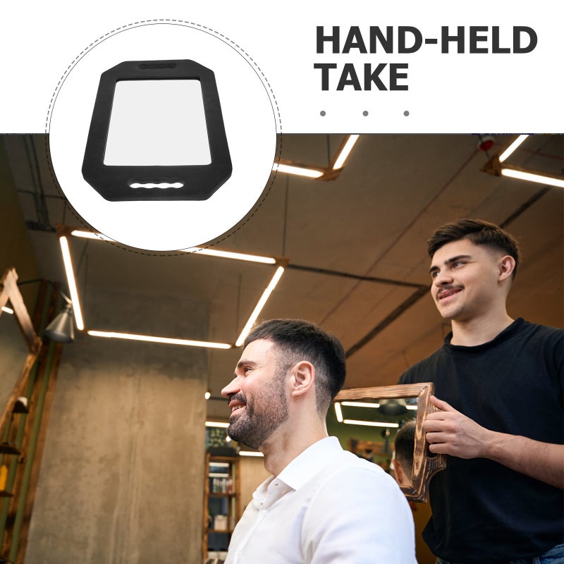 Hand Mirror With Handle Large Hand Held Mirror With Handle Rectangular Hair Salon Equipment Hairstylist Barber Accessories For Women Men - Image 4