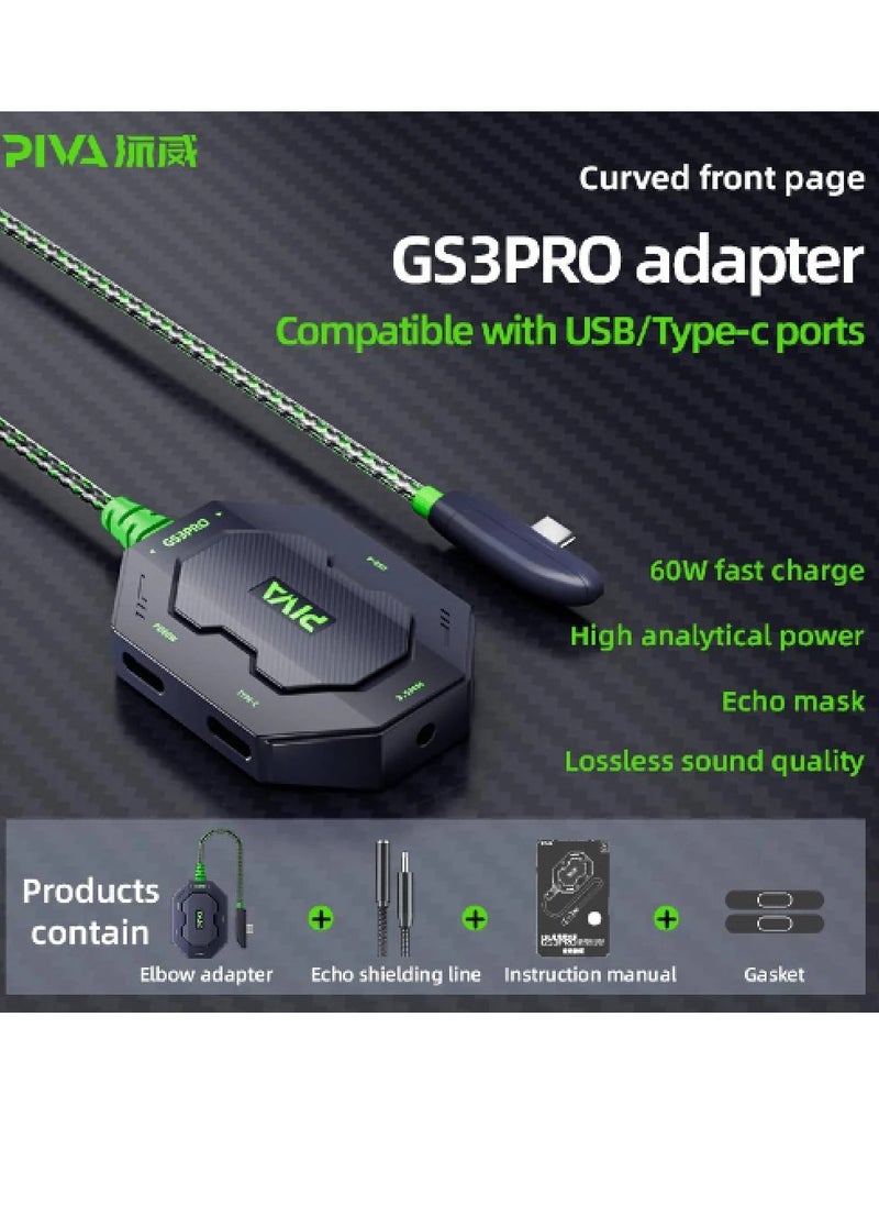 PIVA 4 in 1 GS3 PRO-W Type C 32bit Audio Support 60W Charging Power with Downward Sloping Elbow