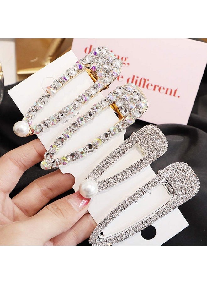 Messen 8 Pack Shining Rhinestone Alligator Hair Clips Bling Ab Crystal Duck Bill Hair Barrettes Sparkly Geometric Hair Pins Hair Accessories For Women 