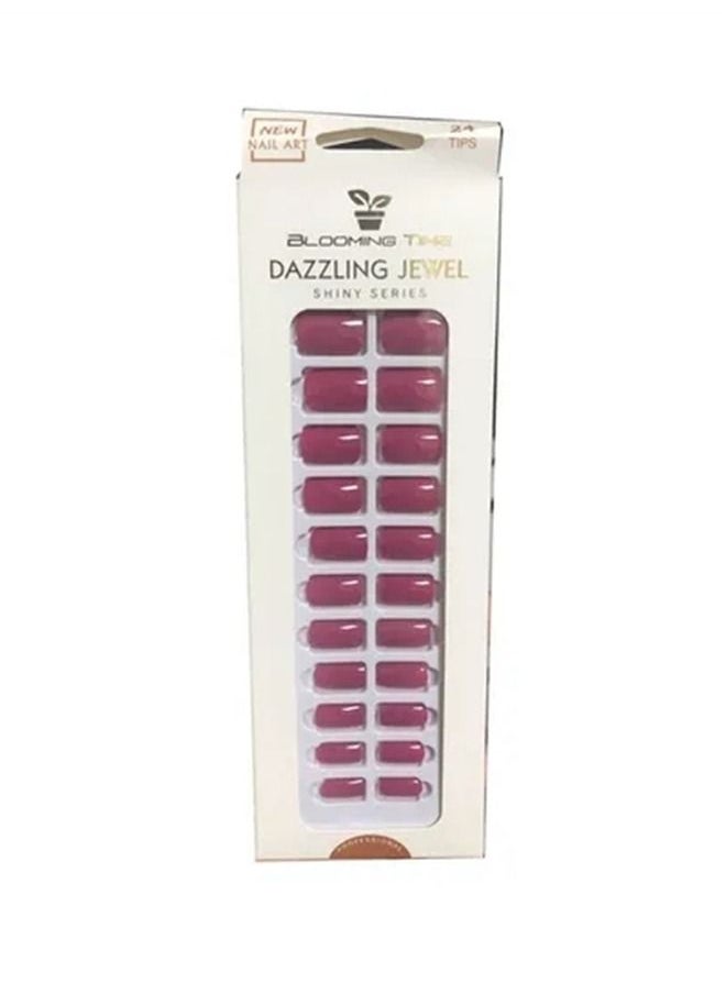BLOOMING TIME 24-Piece Full Cover Press On Fake Nail Tips Red  - Image 1