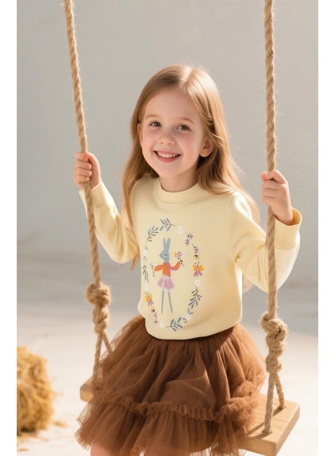 VZF Toddler Girl Sweatshirt Crewneck Long Sleeve Shirt Girls Christmas Clothes Fall Pullover Tops, Yellow+Pink, 3T - Image 2