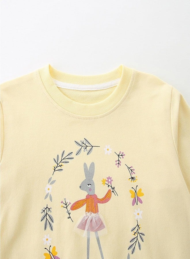 VZF Toddler Girl Sweatshirt Crewneck Long Sleeve Shirt Girls Christmas Clothes Fall Pullover Tops, Yellow+Pink, 3T - Image 3
